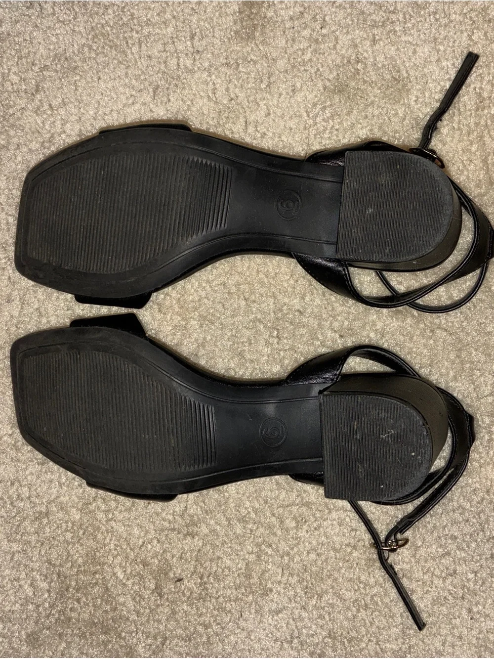 Black Block Heel Ankle-Strap Sandal